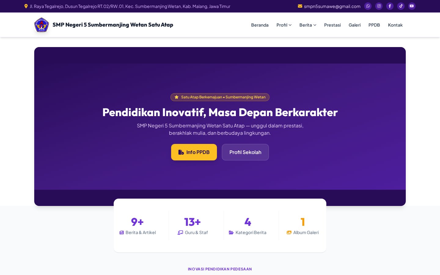 Website Resmi SMPN 5 Sumbermanjing Wetan