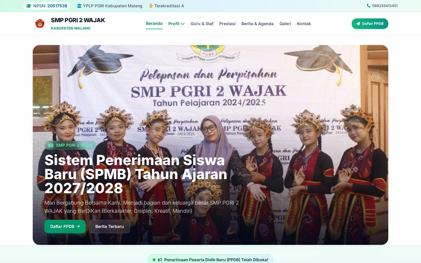 Website SMP PGRI 2 Wajak